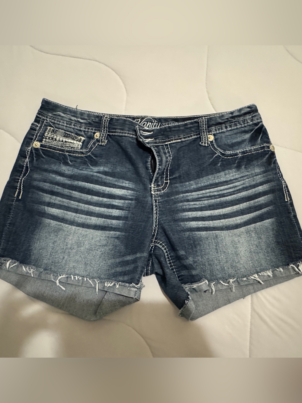 Vanity Dark Blue Distressed Jean Shorts